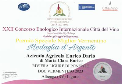2024 Medaglia d'argento, premio speciale miglior vermentino